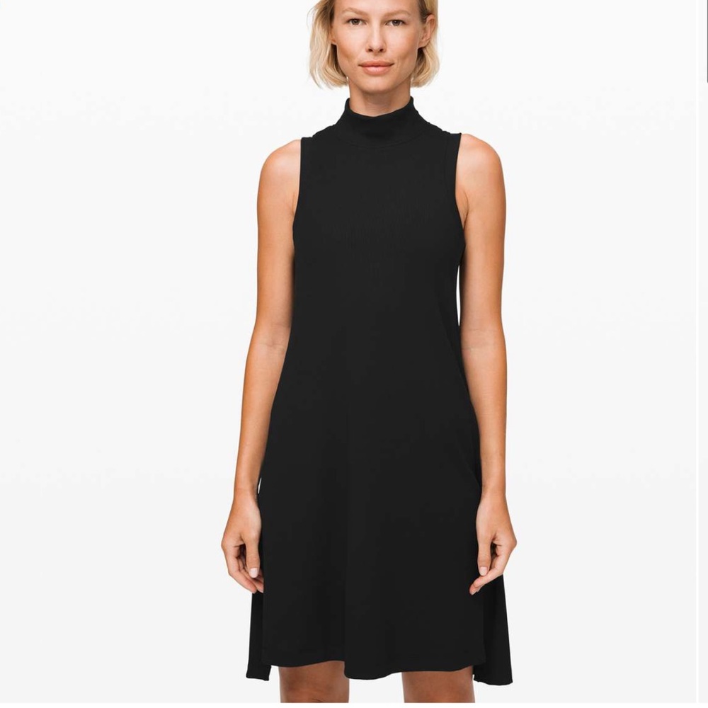 Lululemon Gone for the Week Black Ribbed Swing Dress Size Small